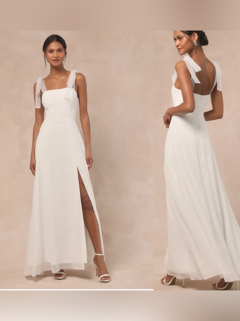 Radiant Romance White Tie-Strap Maxi Dress